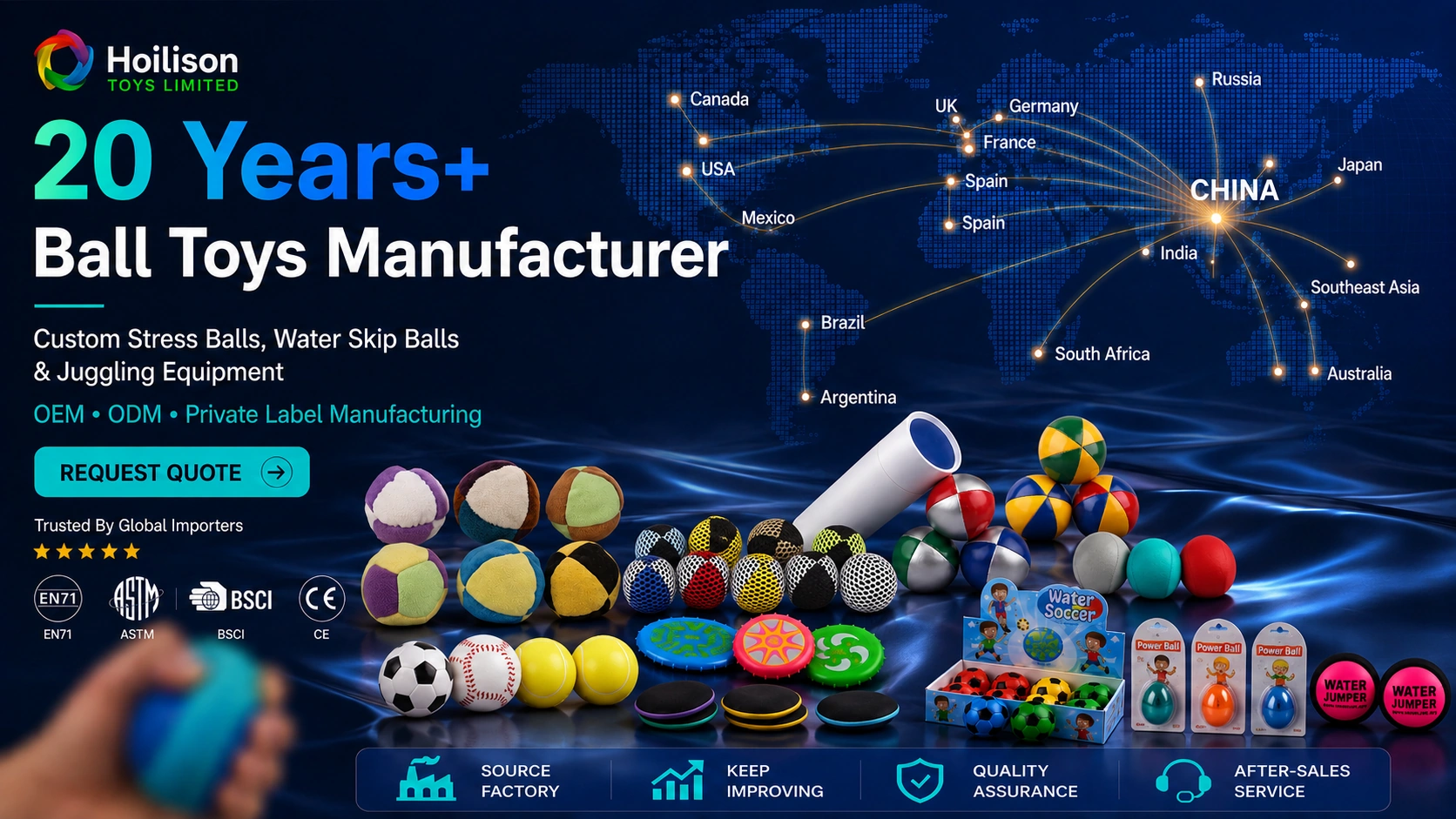 20 Years Ball Toys Manufacturer banner